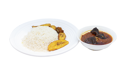White rice,stew and beef