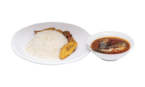 White rice,stew and Titus Fish