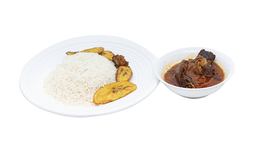 White rice,stewand Goat meat